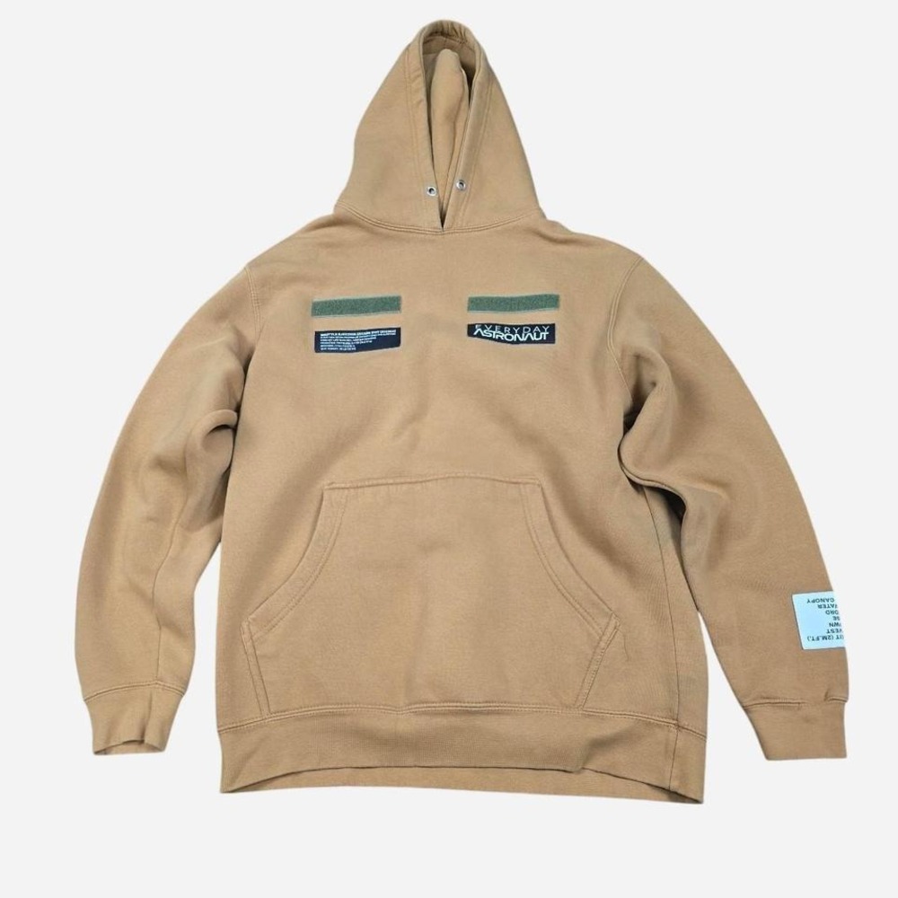 Everyday Astronaut Men's Pullover Hoodie‎ Sz Medium Tan Utility Style Sweatshirt